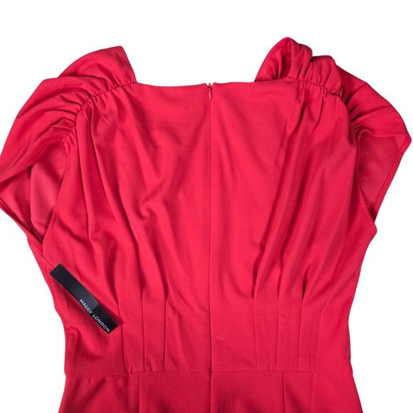 Maggy London Long V-Neck Dolman Sleeve Jumpsuit 10 Wide Pants Pockets NWT - Picture 6 of 12